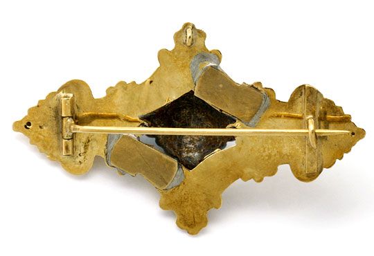 Foto 3 - Original Biedermeier Schaum-Gold-Brosche Türkise Perle, R4849
