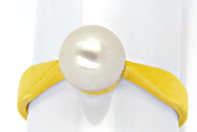 Foto 1 - Klassischer Gelbgold-Ring, Spitzen Perle! 14Karat/585!, S0953
