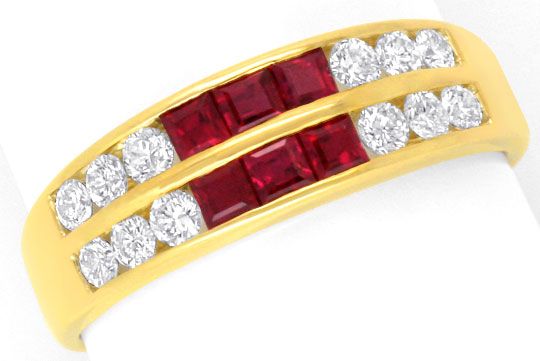Foto 2 - Rubin Brillant-Diamant-Ring Spitzen Rubine 18K Gold Neu, S4053