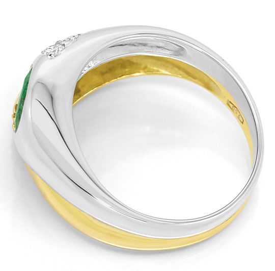 Foto 3 - Smaragde Brillanten-Ring in 18 Karat Gelbgold-Weißgold, S4890