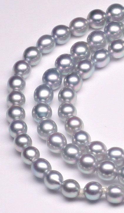 Foto 2 - 3mm Zuchtperlenkette Silbergrau Diamantschloss, S6747